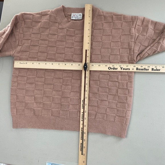 Poof Apparel Sweater Womens Medium Blush Dusty Pink Cropped Soft Girl Checkered - Picture 6 of 10